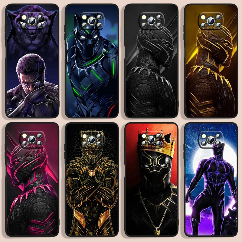 

Marvel black panther side face Phone Case For Xiaomi Poco F1 X2 F2 X3 C3 M3 F3 X4 M4 F4 Pro 5G 4G NFC GT Black luxury Silicone