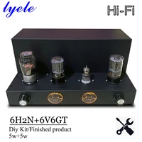 lyele audio 6h2n6v6gt vacuum tube amplifier diy kit hifi audio amplifier class a vu meter home amp 2 2 0 with net cover 5w2