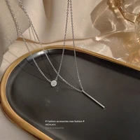 2022 korean fashion silver titanium steel chain cool wind geometric pendant necklace for womens jewelry wedding party gifts