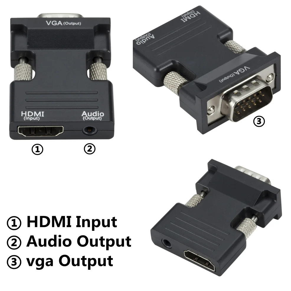 HD 1080P HDMI-совместимый преобразователь VGA с внешним звуковым адаптером для ПК