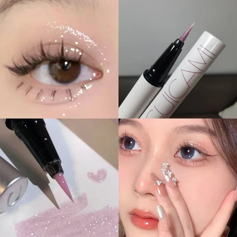 

4 Colors Diamond Glitter Eyeliner Pencil Makeup Highlighter Waterproof Brighten Lying Silkworm Liquid Eye Liner Pen Cosmetic