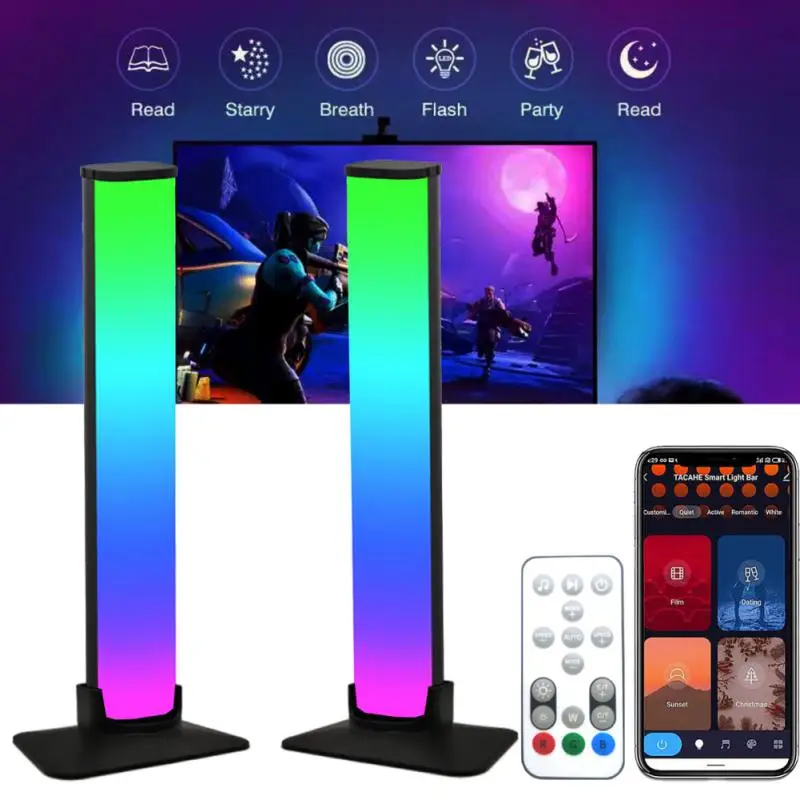 

Светодиодсветильник лампа со звукоснимателем, симфоническая лампа RGB с управлением через приложение, лампа в виде окружающего ритма музыки...