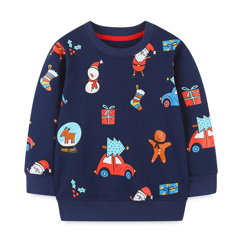 

Kids Christmas Sweaters Children's Sweater Autumn New Boy Long-sleeved Bottoming Shirt Cartoon Print Pullover
