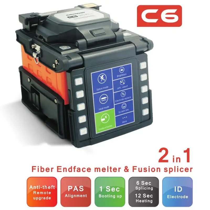 

Multi-language Comway C6 optical fusion splicer fiber endface melter 2 in 1 High precision alignment PAS ARC Splicing machine