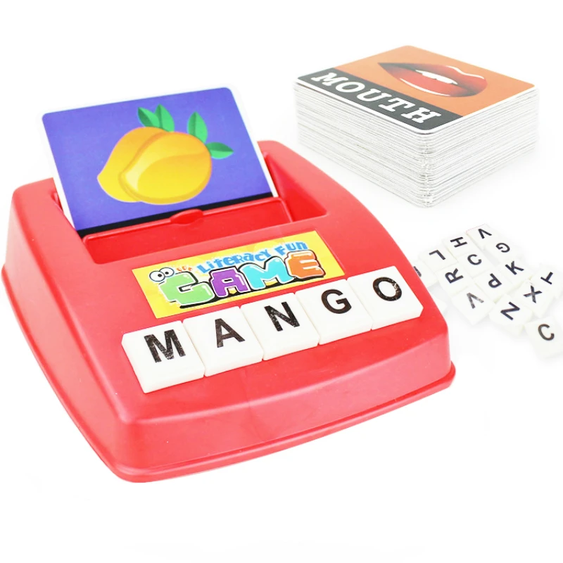 English Word Learning Machine Puzzle Toy Letters Machine Card Spelling Game Educational Toys for Kids Literacy Game Cards