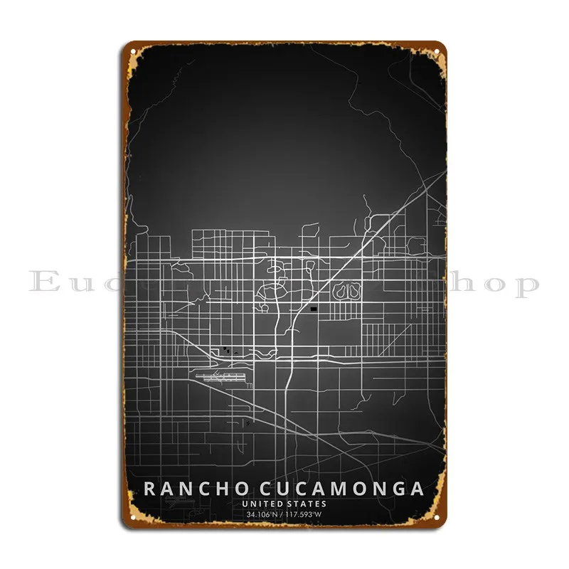 

Rancho Cucamonga карта Плакат Металлический плакат Настенный декор для кинотеатра Клубная печать кинотеатр жестяной плакат