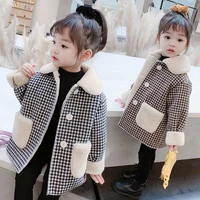 girls coat jacket cotton%c2%a0outwear overcoat 2022 plaid warm thicken plus velvet winter school tops childrens clothing