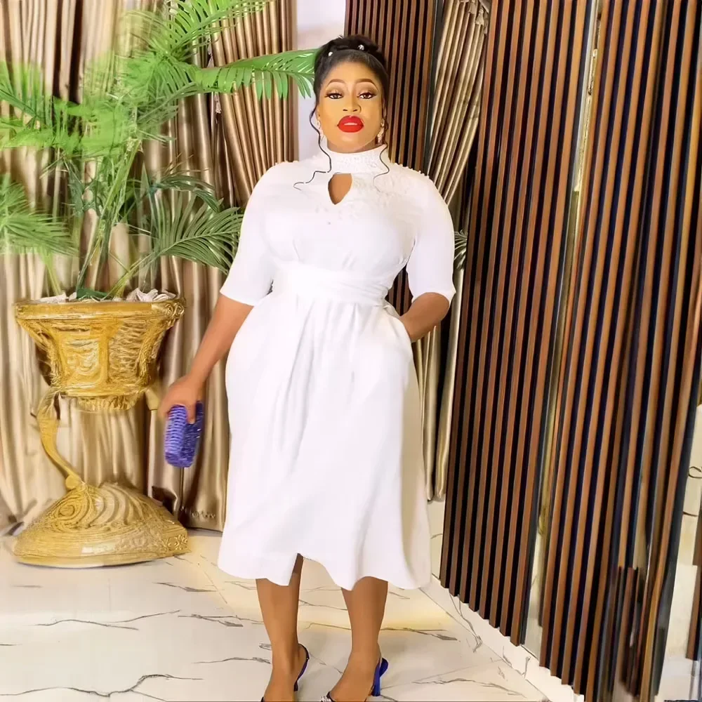 Африканские вечерние платья для женщин элегантное весеннее 2024 однотонное платье