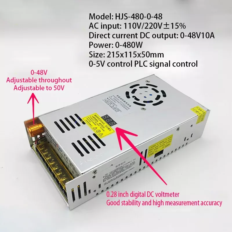

Блок питания с цифровым дисплеем, Регулируемый источник питания 0-48 в 10 А постоянного тока, Регулируемый импульсный источник питания 480 Вт, ф...