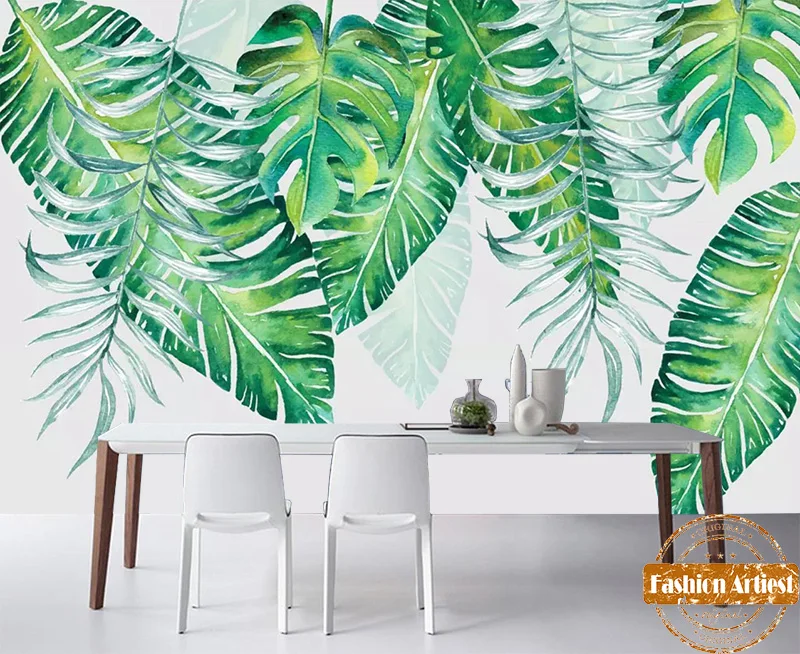 

Custom Tropical Island Wallpaper Mural Tree Forest Green Leave Summer Life Sofa Bedroom Living Room Office Restaurant Bar Cafe