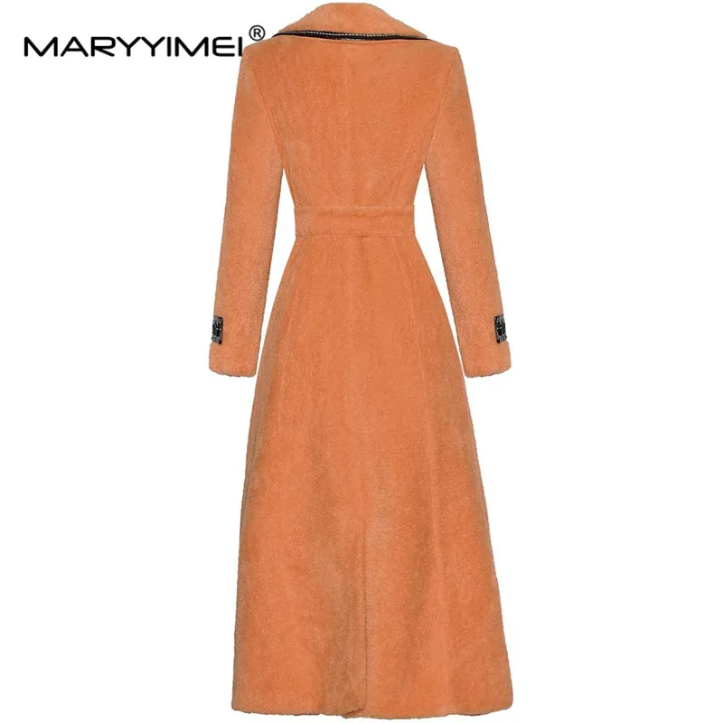 MARYYIMEI модный дизайн женское пальто с отложным воротником и длинными рукавами