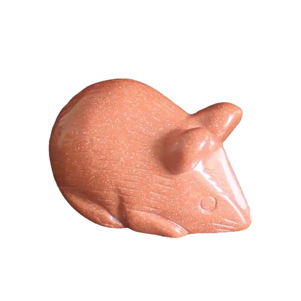 Резной драгоценный камень хрустальный золотой Мышь Крыса фигурка животное