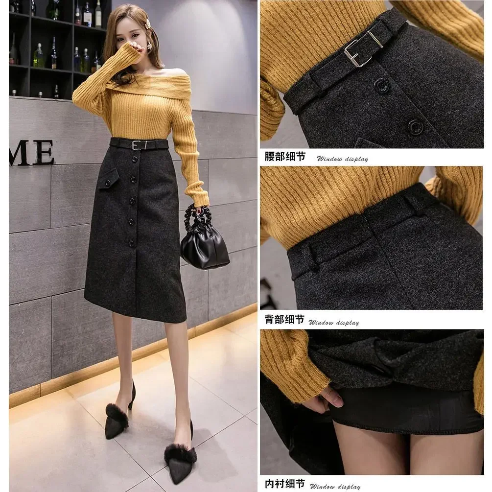 Женская шерстяная юбка универсальная стильная средней длины из коллекции