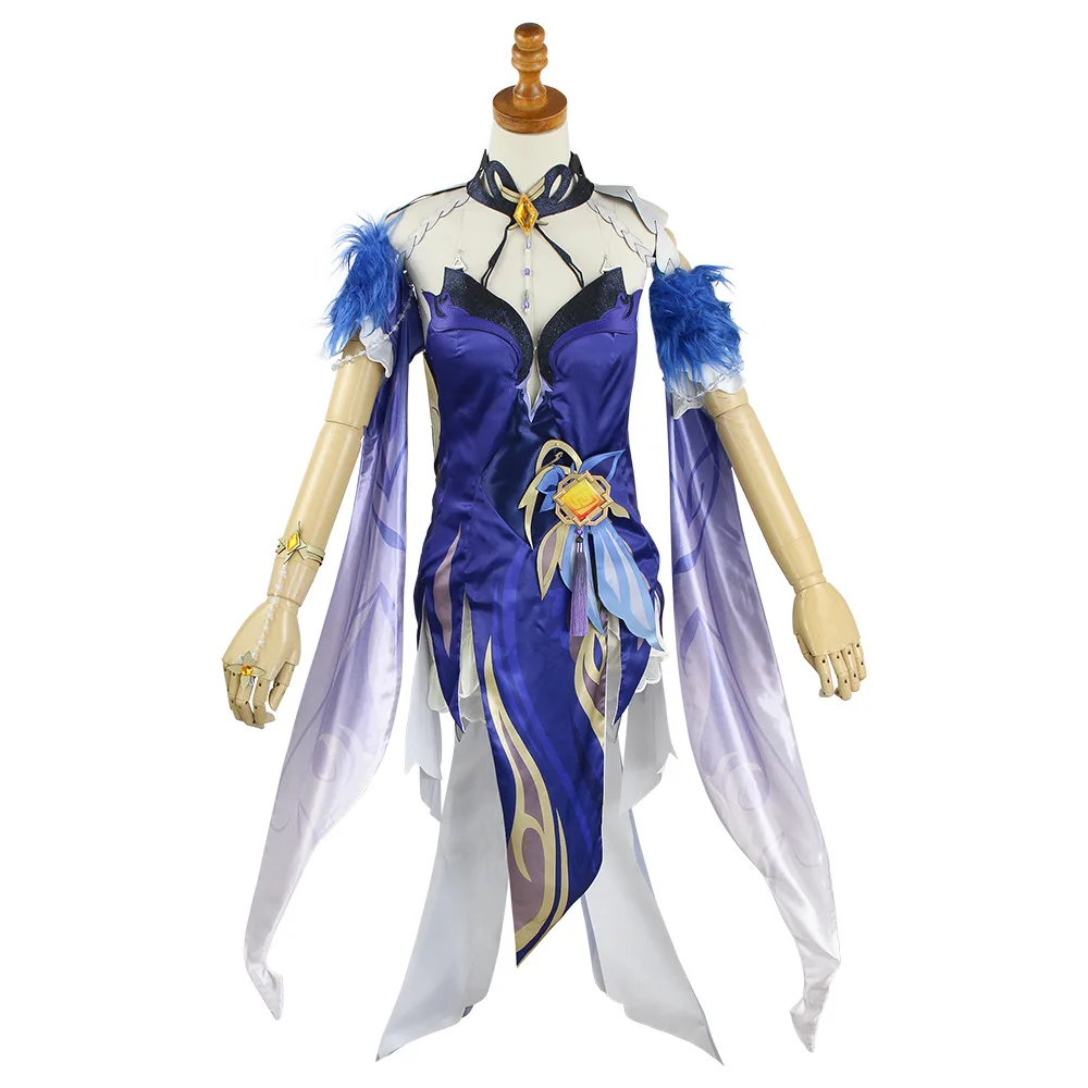 

Orchid's Evening Gown Ning Guang Cosplay Costume Genshin Impact Uniform Wig Anime Halloween Costumes for Women Game