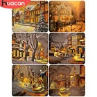 HUACAN картина маслом по номерам улица раскраска по номерам Ручной росписью зима города украшения для дома