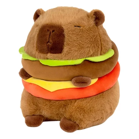 Реалистичная плюшевая подушка в виде бургеров капибара, милая подушка в виде животного, плюшевая игрушка, мягкий гамбургер, еда, мягкие игрушки, кукла
