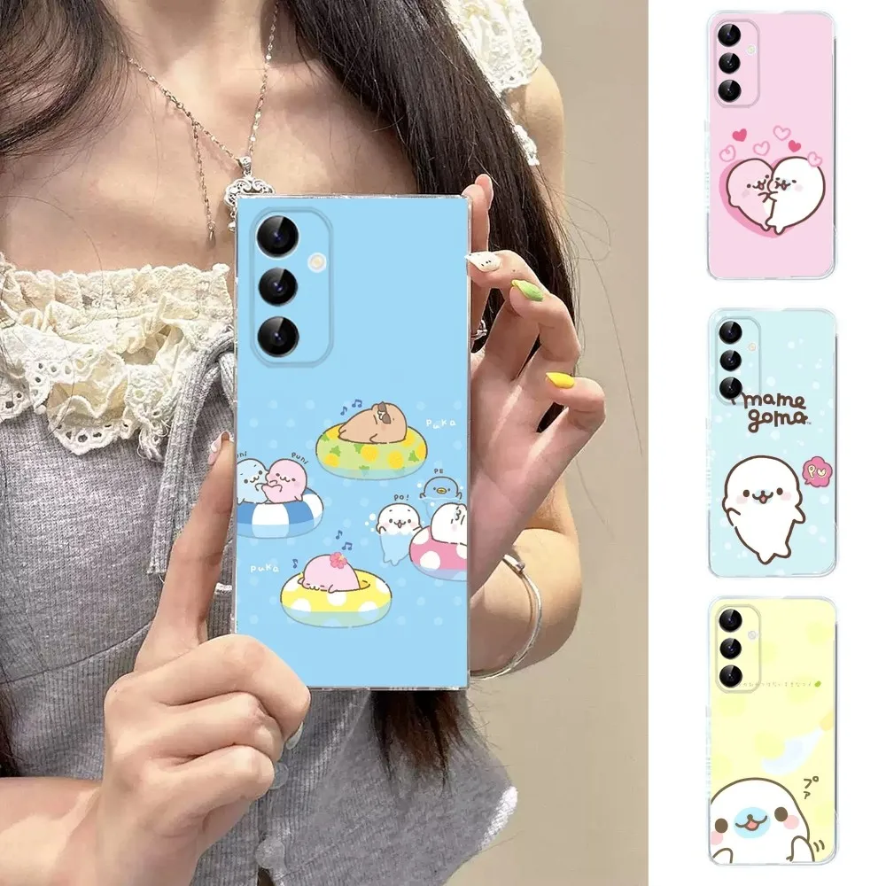 Kupu Mamegoma Cute Phone Case For Samsung Galaxy A71 70 52 51 40 31 A50 30S 21S Note20ultra Transparent Cover