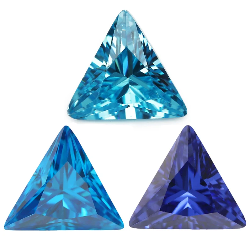 

Size 3x3-10x10mm 5A Triangle Cut Cubic Zirconia Stone Loose CZ Stones Sea Blue Tanzanite Color Synthetic Gems Beads For Jewelry