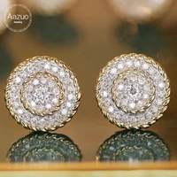 aazuo 18k orignal yellow gold real natrual diamonds 0 56ct fairy twist line round stud earring gifted for women wedding party