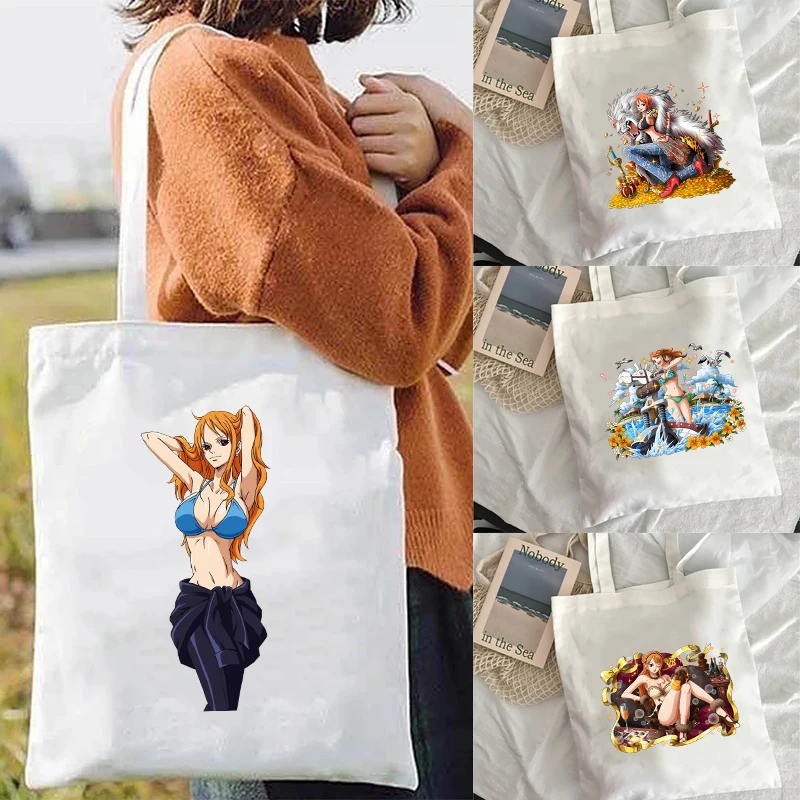 

Сумка-тоут, сумки для покупок, Наплечные сумки Nami, холщовые Большие женские дизайнерские сумки, тканевые сумки для покупок с рисунком из ани...