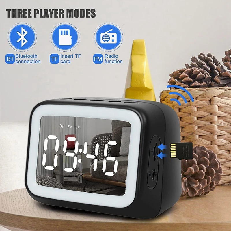 

Радиоприемник с будильником для спальни с Bluetooth-динамиком-цифровые часы с USB-зарядкой и питанием от аккумулятора