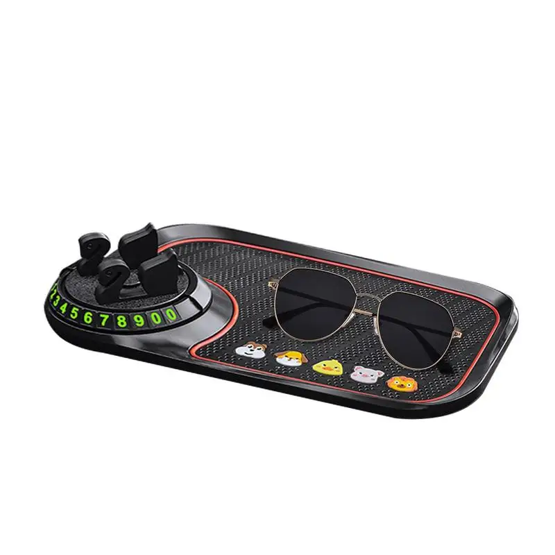 

Dashboard Tray Mat 360 Rotating Car Tray Mobile Phone Holder Waterproof High-temp-resistant Glasses Clip Design Nonslip Mat