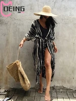 oeing summer vintage kimono swimwear halo dyeing beach cover up with sashes oversized long cardigan holiday sexy covers