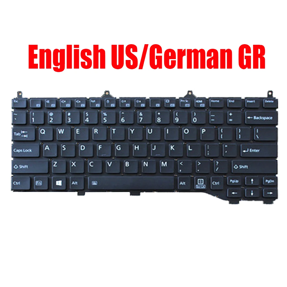 

English US German GR Laptop Keyboard For Fujitsu For LifeBook U7310 U7311 U7312 7U13A1 7U13A2 Black New