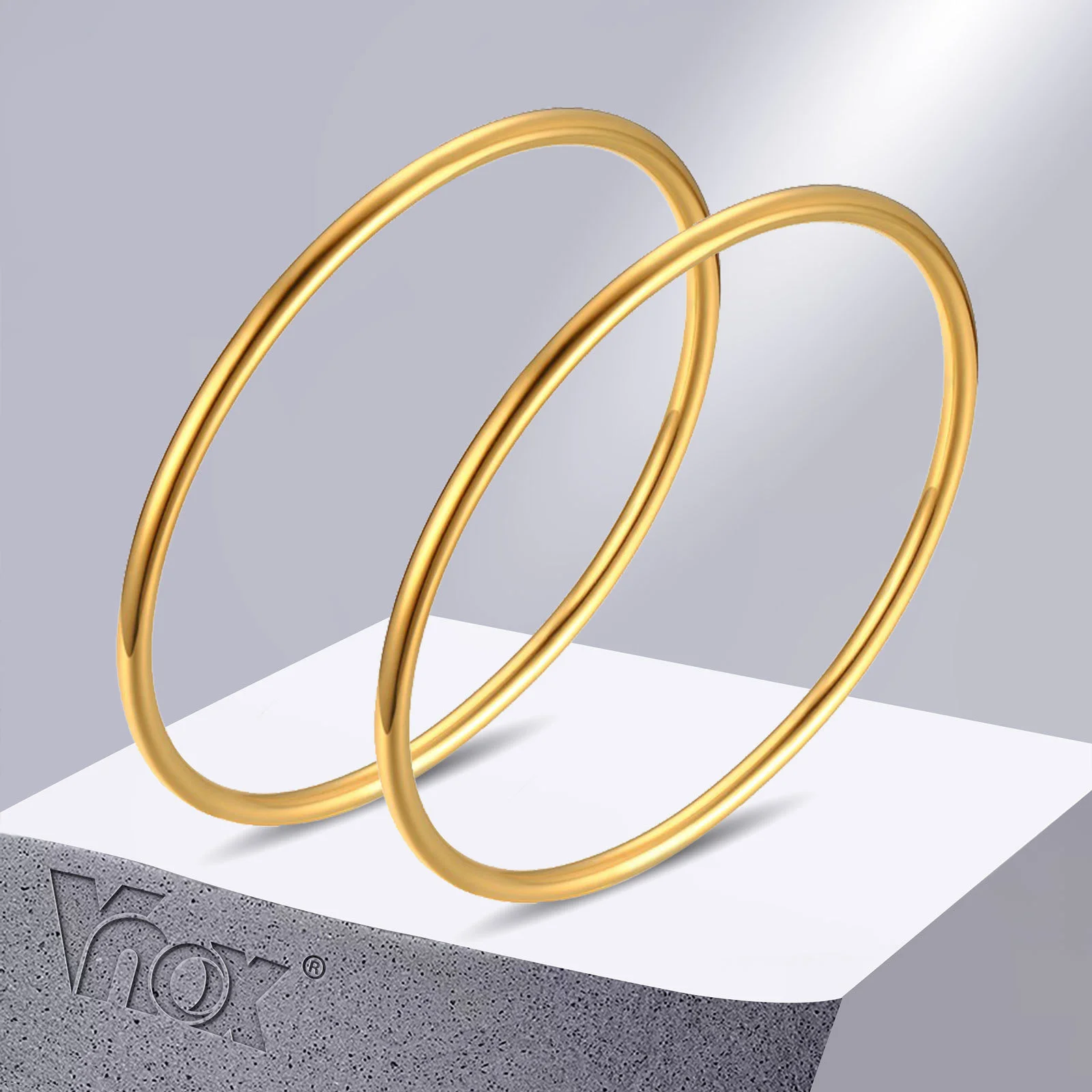 

Vnox Gold Color Stainless Steel Plain Slip Cuff Bangle Bracelet for Women, Minimalist Stacking Bracelets Gift to Her