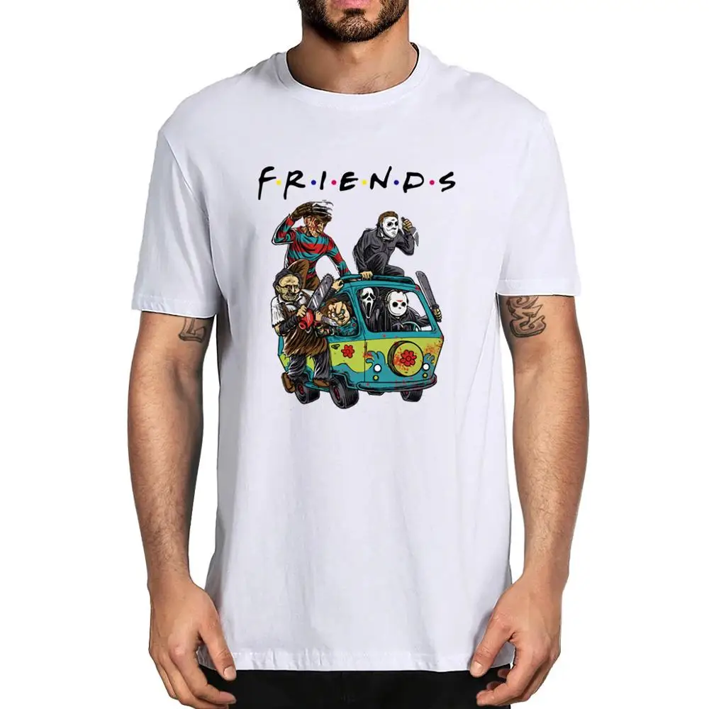 

Unisex Horror Friends Pennywise Michael Myers Jason Voorhees New Men's 100% cotton T-Shirt women soft Hallowmas top tee