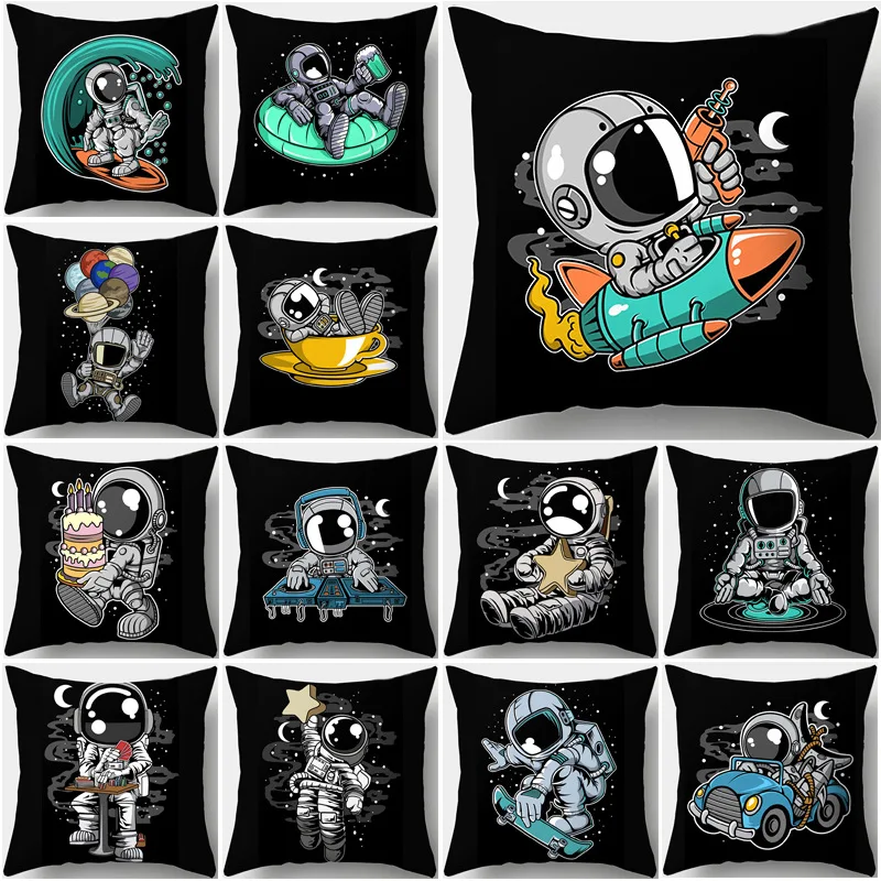 

Funny Astronaut Pillowcase Sky Moon Pillow Covers Car Living Room Sofa Girl Kids Boy Room Pillows Case Decor Home 45x45cm