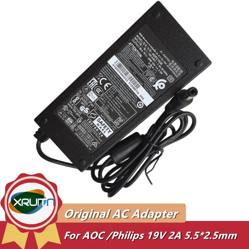 

Адаптер переменного тока 19 в 2 а 38 Вт для Philips AOC I2381F 246E9QJA ADPC1936 276E9QHS 276E9QDS 234E5ES 274E5ES 247E 6 зарядное устройство для ЖК-монитора