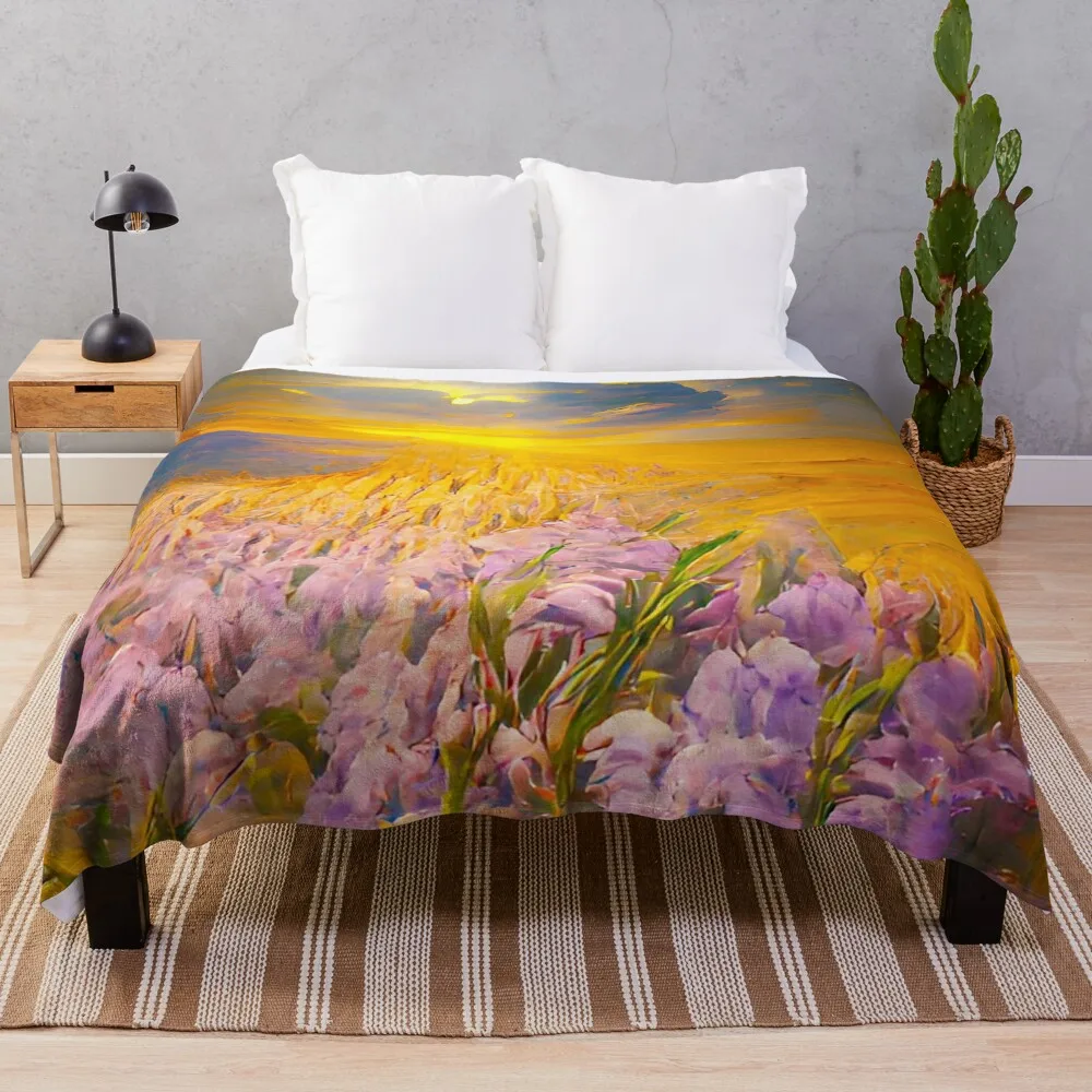 Purple Lavender Flowers Flannel Throw Blanket for Kids Teens Adults Bed Sofa Couch Travel Decor Lightweight Warm Super Soft
