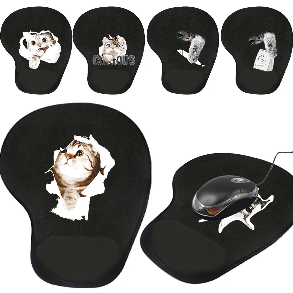 Эргономичный коврик для мыши запястья с принтом серия Милый кот силиконовый гель