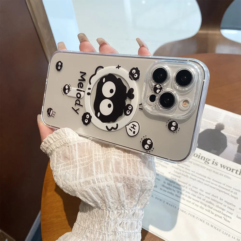 Фото Магнитный чехол для телефона с рисунком Susuwatari Magsafe для iPhone 16, 15, 14, 13, 12, 11, 8, 7 Plus Pro Max X XR XSMax, мягкий прозрачный чехол из ТПУ №4