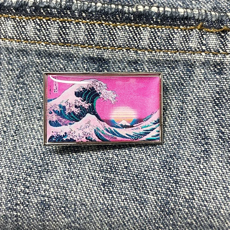 Эстетика Vaporwave большая волна от Kanagawa отворот булавка Synthwave закат ретроволна значок ювелирные изделия (art.: 3920c90a1909b) - 3920c90a1909b