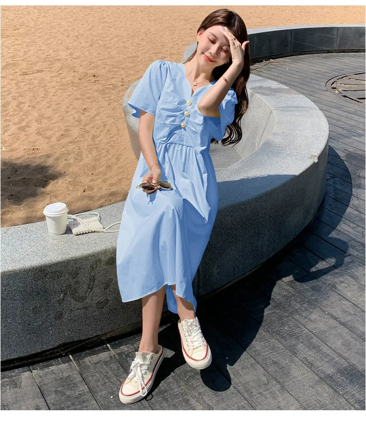 

Maternity summer simple short sleeve dress BLACK