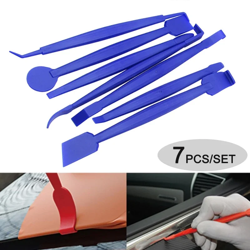 

7 шт., автомобильная виниловая пленка, ракель, скребок, инструменты, наклейка из углеродного волокна, установка пленки, ракель, комплект фетра, инструменты для обертывания, автомобильные аксессуары