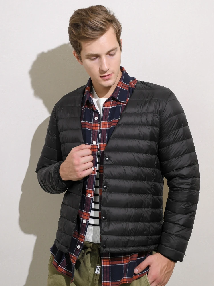 Men Winter 2022 New Light Down Jacket Men's V-neck Down Warm Inner Underpin Round Neck Thin Coat Down Vest for Men's Duck Down