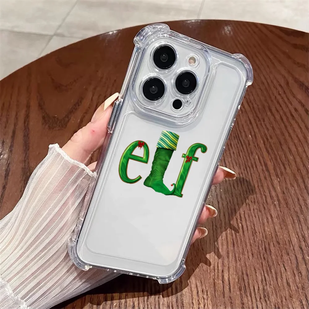 Рождественский чехол для телефона из фильма эльфа для iPhone 17, 16, 15, 14, 13, 12, 11 Max Pro Mini Plus, прозрачный чехол с защитой от падения (art.: 3920d32df659e) - 3920d32df659e