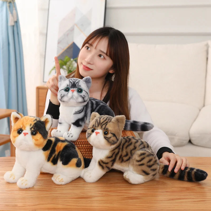 

1pc 26CM Lovely Simulation Cat Peluches Toy Stuffed Soft Pet Cat Dolls Kawaii Animal Plush Toys for Children Kids Birthday Decor