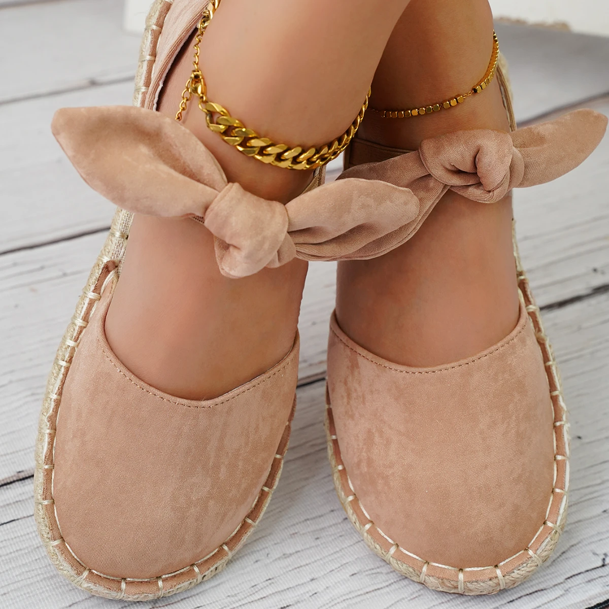 

Женские туфли-Эспадрильи с круглым носком, на плоской подошве и с бантом, Летние удобные нескользящие сандалии в римском стиле, 2023