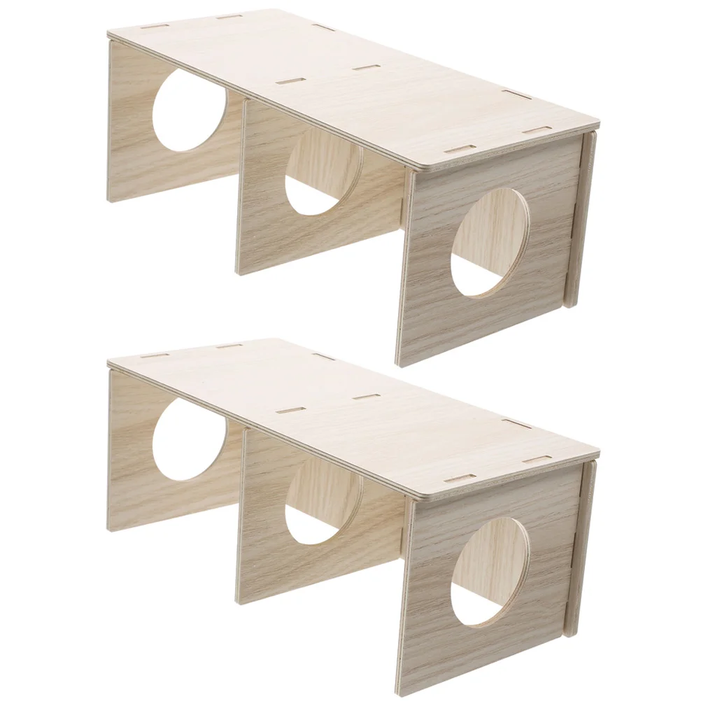 

2 Pcs Wood Toy Decorative Hamster House Adorable Household Hideout Houses Hideouts
