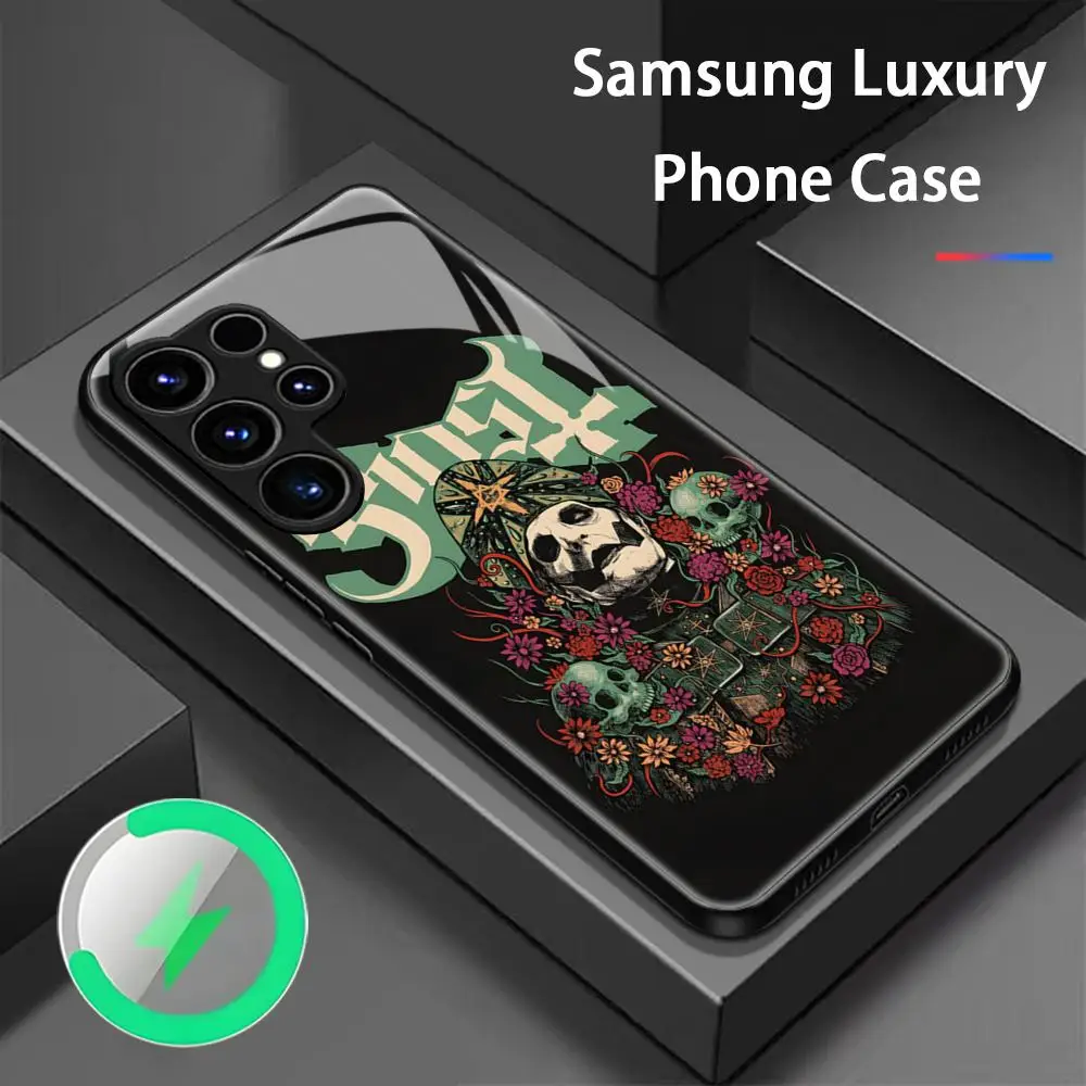 Фото Популярный чехол для телефона Hot Ghost Band для Samsung S26 S25 S24 S23 S22 S21 S20 Plus Ultra, стеклянный магнитный чехол. №2