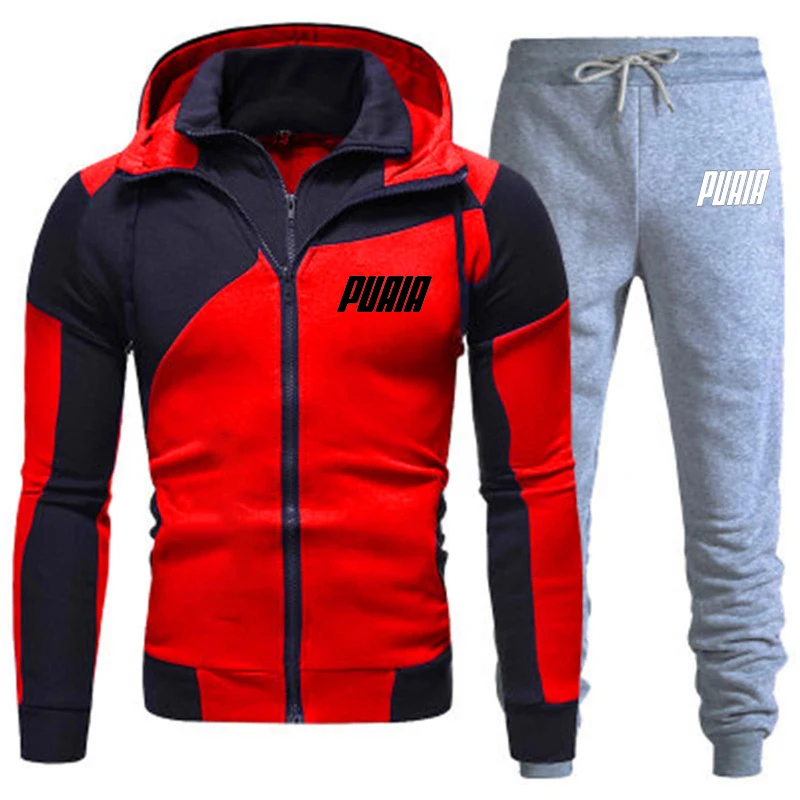 2023 New Men's Zipper Hoodie Solid One Piece Men's Autumn and Winter Hoodie Fashion Casual Sports Two Piece Set
