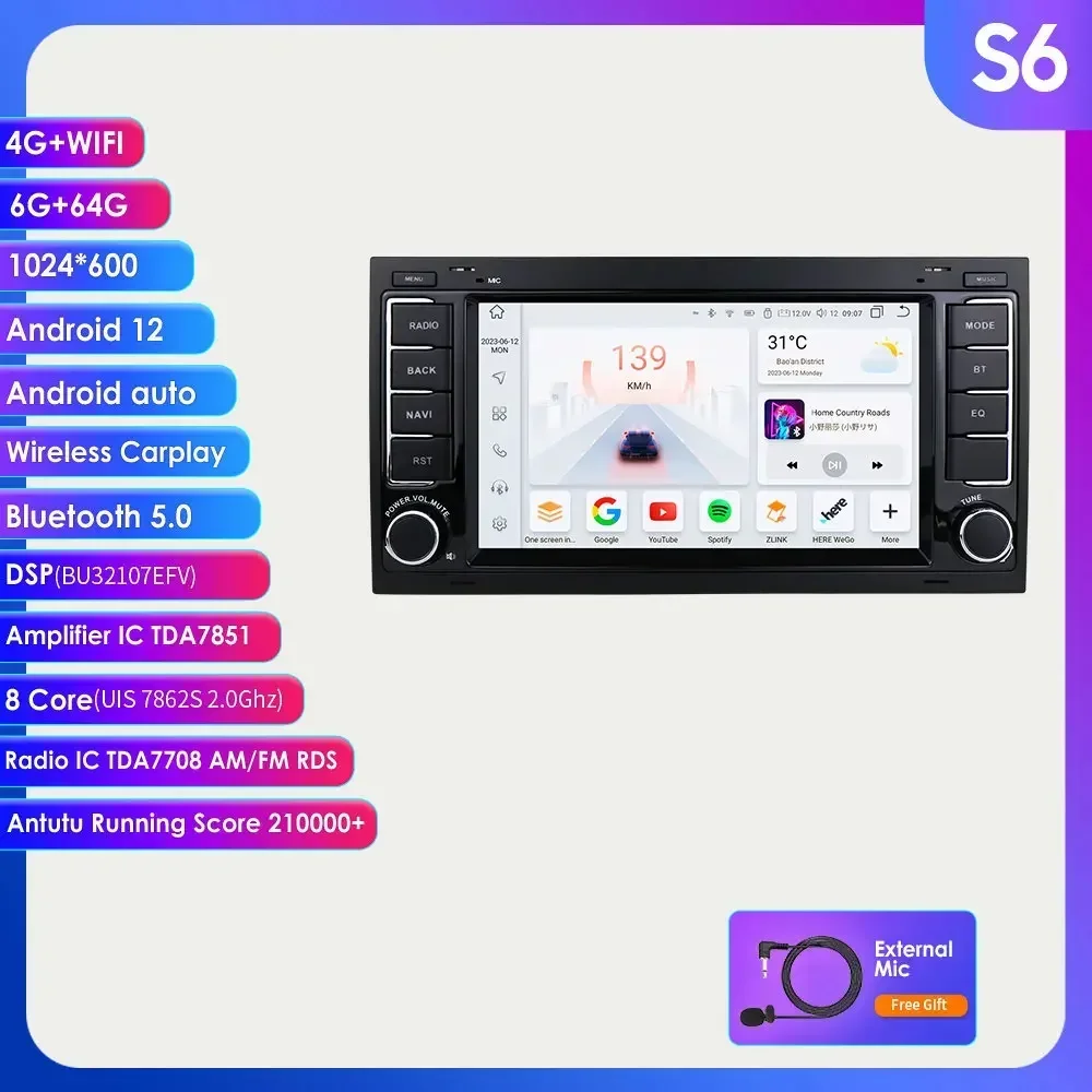 

Автомагнитола OSSURET 2DIN на Android для VW Volkswagen Touareg Transporter 2004 -2011, автомобильный мультимедийный плеер DSP RDS CarPlay Wi-Fi 7862
