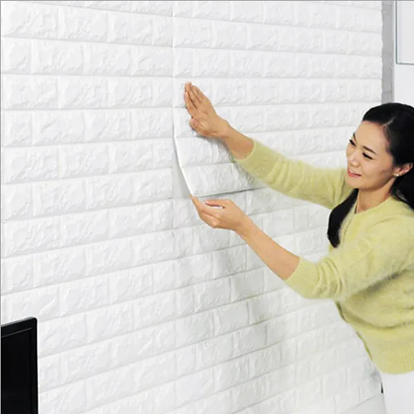 

77*70cm 3D Brick Wall Stickers PE Foam Self-adhesive Wallpaper Peel And Stick 3D Art Wall Panels For Living Room Bedroom