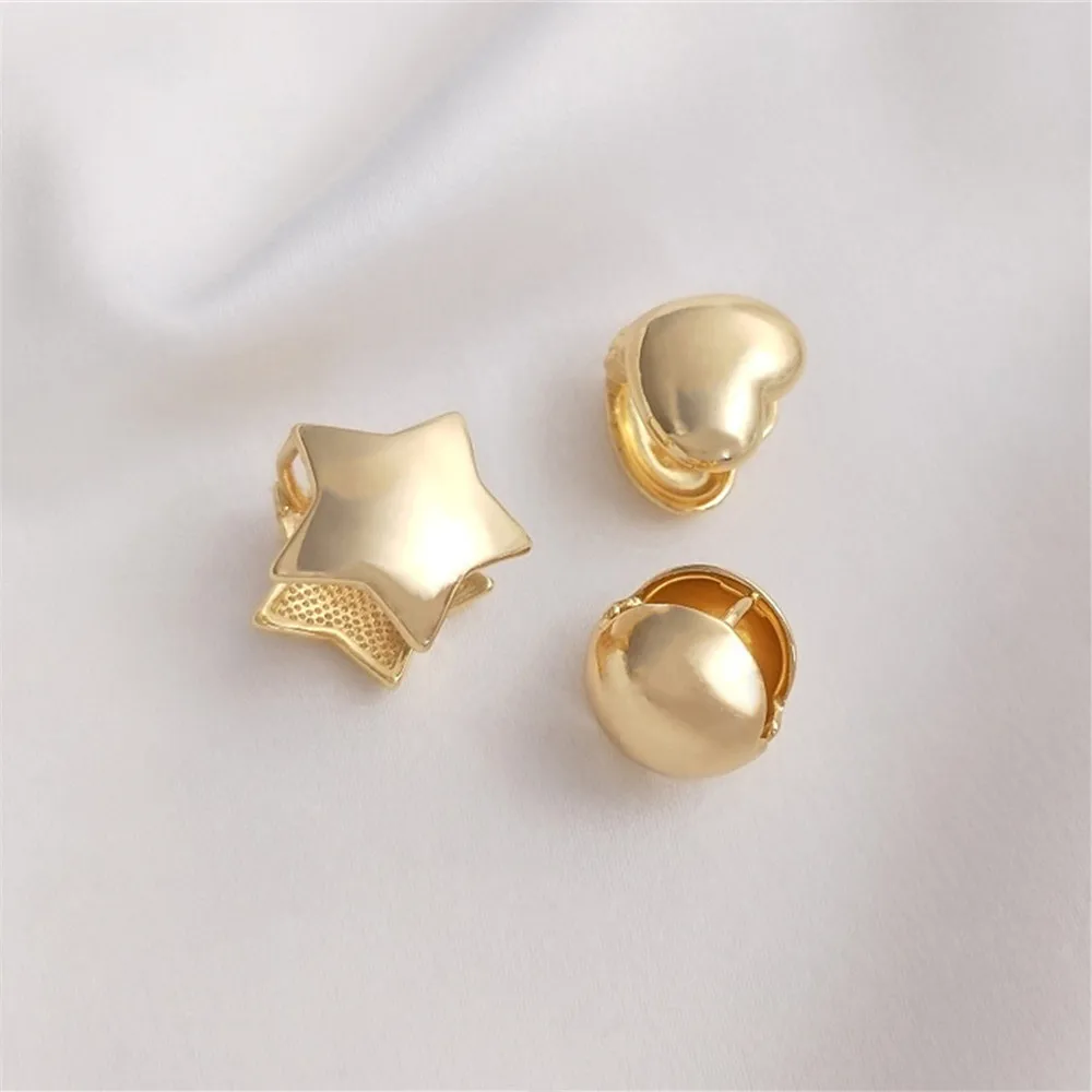 

14K Gold Filled Plated Double-sided three-dimensional ball-shaped five-pointed star, fashionable earclip, high-quality touch