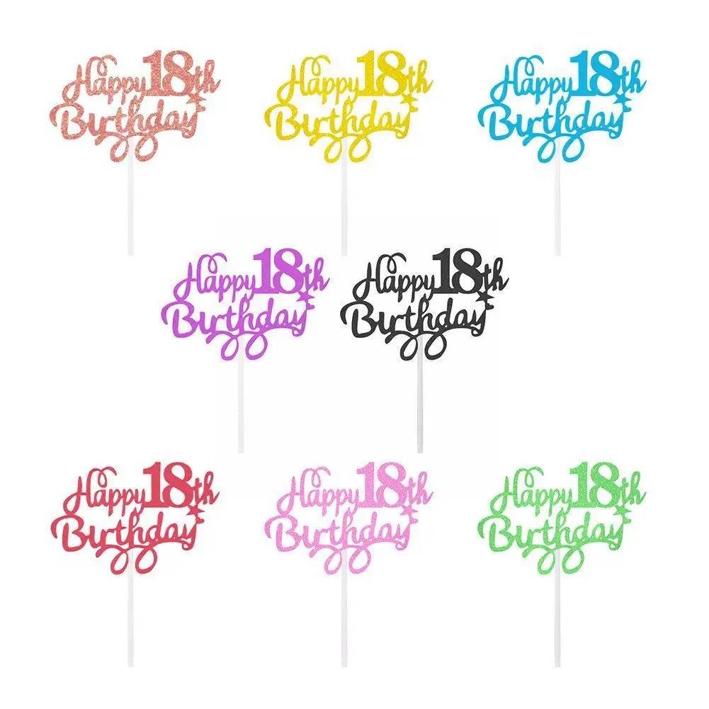 

18 Years Old Happy Birthday Cake Inserting Card Acrylic Cake Decoration Letters English Accessories Topper Cake Decoration K5j4