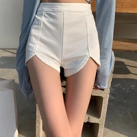 2022 new black white spring and summer fashion high waist slim elastic shorts female side zippers skinny shorts